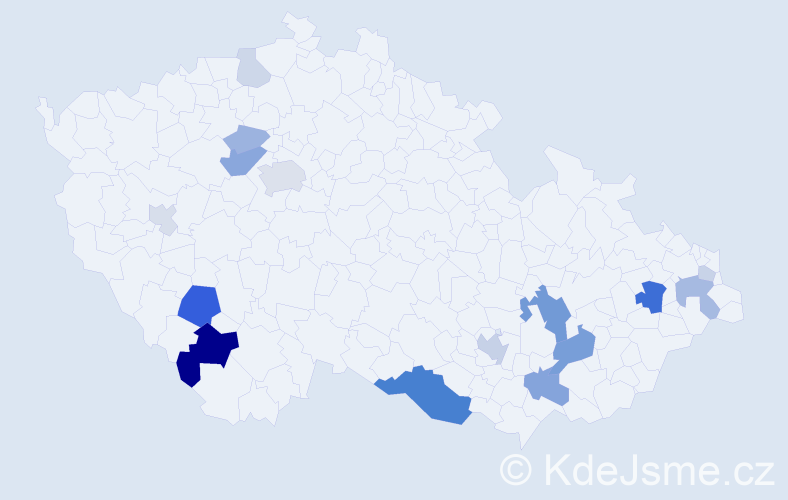 Příjmení: 'Hubrová', počet výskytů 44 v celé ČR