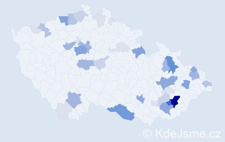 Příjmení: 'Blahuš', počet výskytů 148 v celé ČR