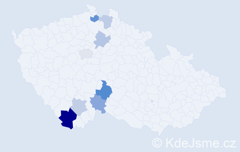 Příjmení: 'Cajzová', počet výskytů 13 v celé ČR
