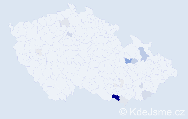 Příjmení: 'Štyksová', počet výskytů 43 v celé ČR