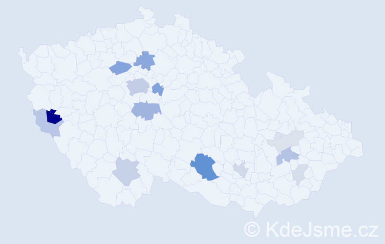 Příjmení: 'Kocan', počet výskytů 40 v celé ČR