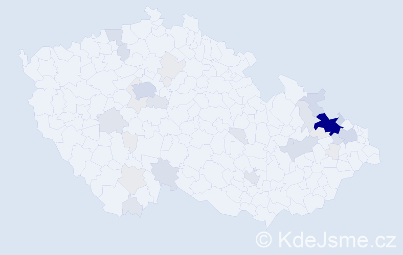 Příjmení: 'Moša', počet výskytů 115 v celé ČR