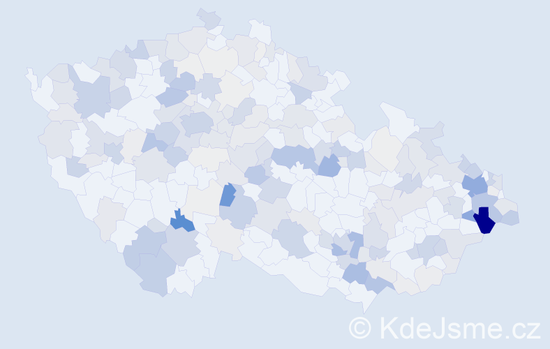 Příjmení: 'Kokeš', počet výskytů 702 v celé ČR