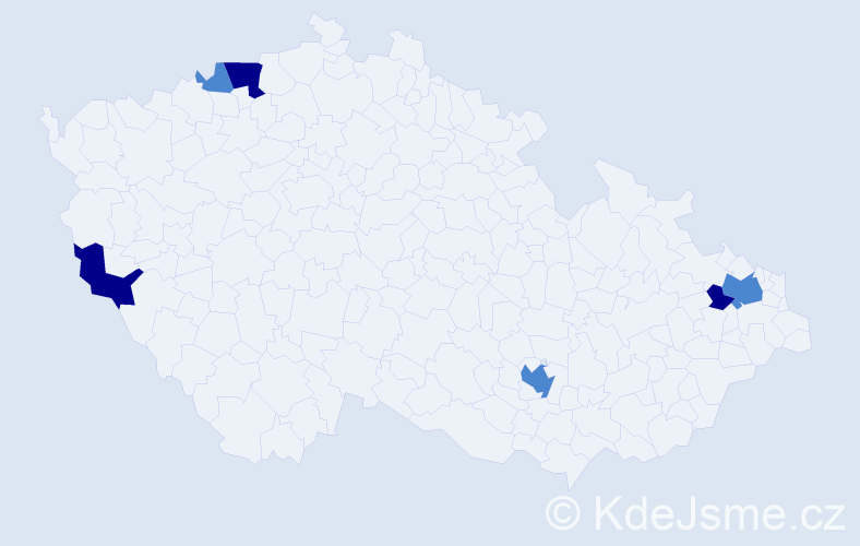 Příjmení: 'Prajová', počet výskytů 12 v celé ČR