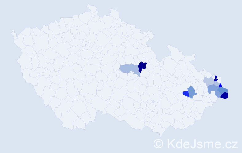 Příjmení: 'Klusek', počet výskytů 21 v celé ČR