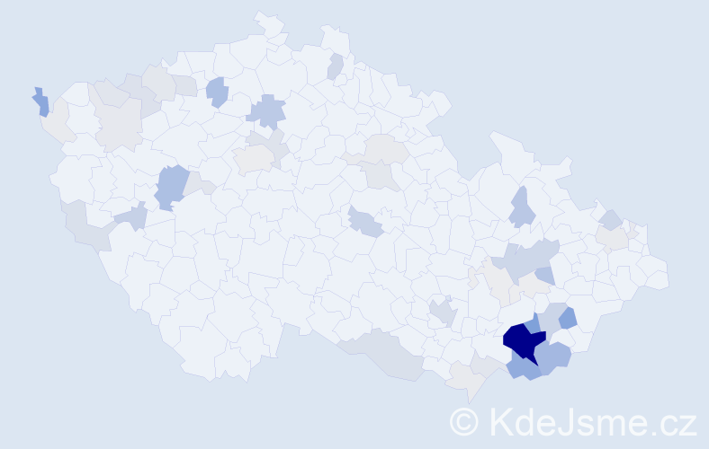 Příjmení: 'Mitáčková', počet výskytů 224 v celé ČR