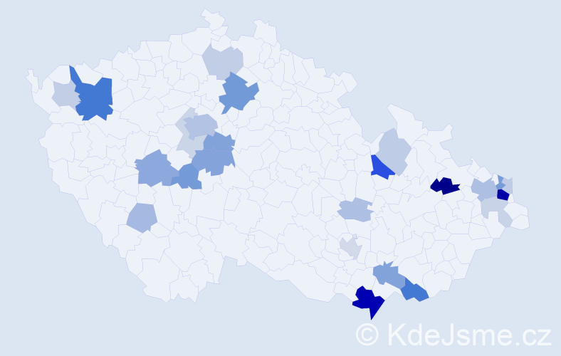 Příjmení: 'Orlický', počet výskytů 74 v celé ČR