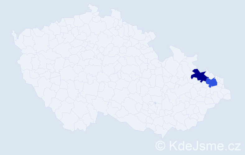 Příjmení: 'Kielor', počet výskytů 5 v celé ČR