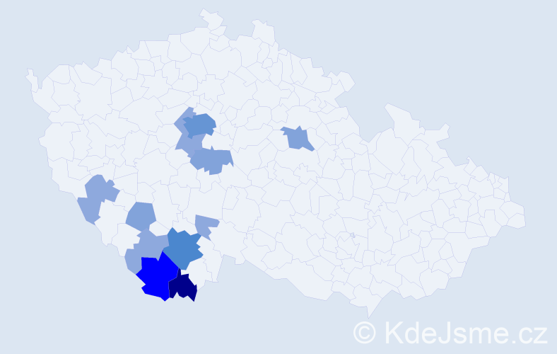 Příjmení: 'Plzová', počet výskytů 31 v celé ČR