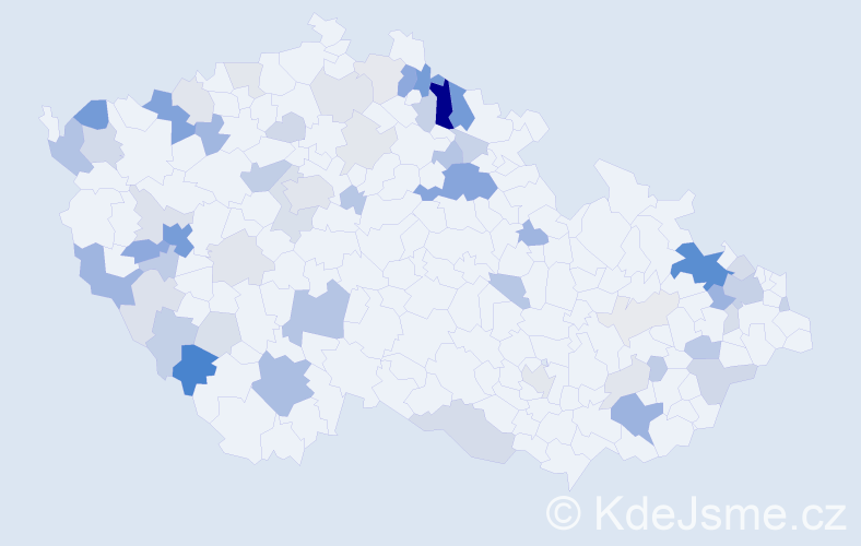 Příjmení: 'Ryplová', počet výskytů 166 v celé ČR