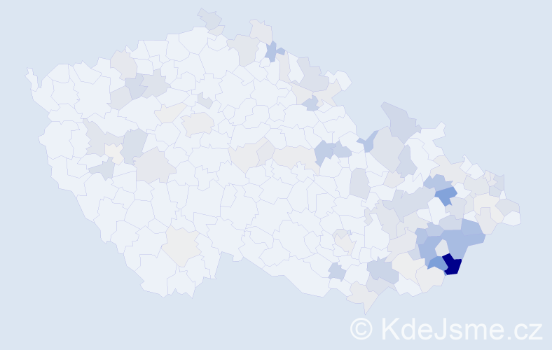 Příjmení: 'Valčík', počet výskytů 323 v celé ČR