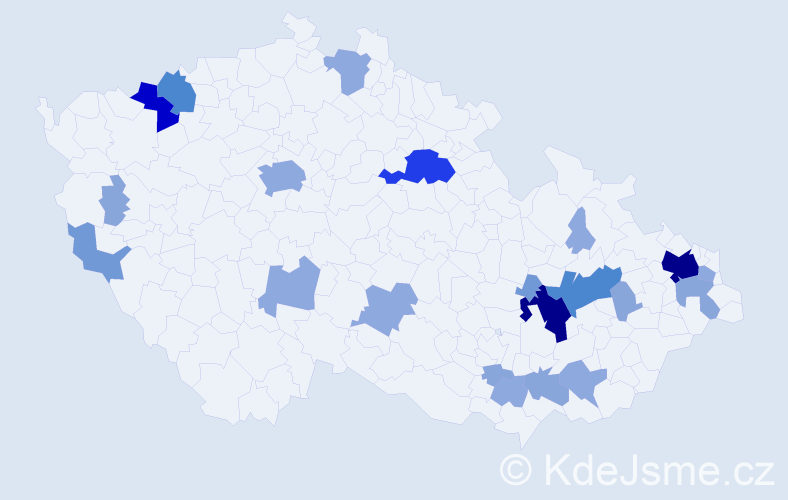 Příjmení: 'Rehovič', počet výskytů 64 v celé ČR