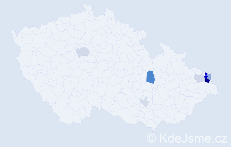 Příjmení: 'Zuzčák', počet výskytů 16 v celé ČR
