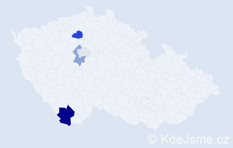 Příjmení: 'Malinak', počet výskytů 5 v celé ČR