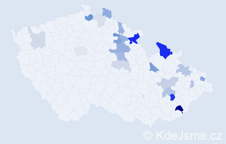 Příjmení: 'Kudelka', počet výskytů 56 v celé ČR