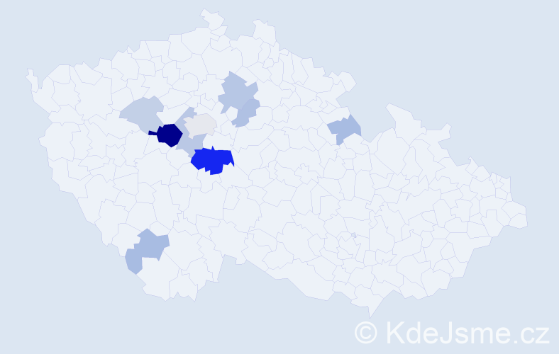 Příjmení: 'Pošmurná', počet výskytů 30 v celé ČR