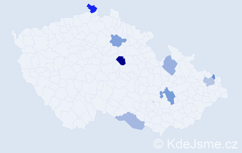 Příjmení: 'Hirešová', počet výskytů 12 v celé ČR