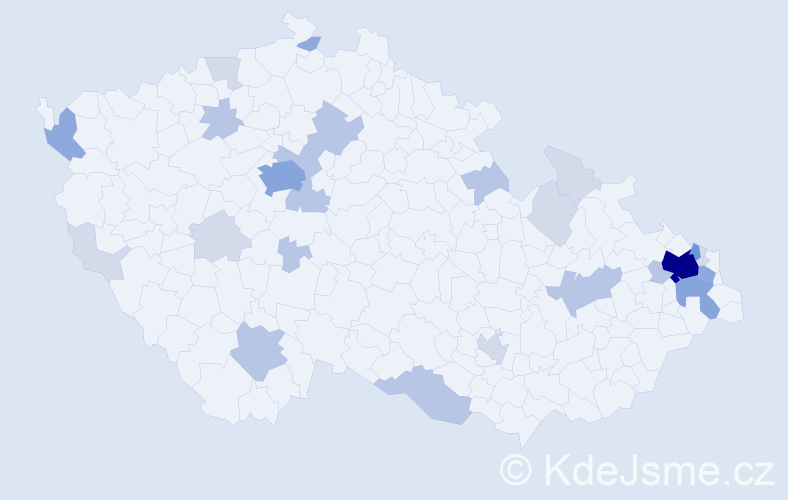 Příjmení: 'Vnenk', počet výskytů 67 v celé ČR