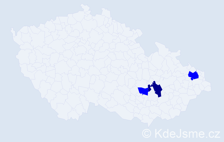 Příjmení: 'Klávora', počet výskytů 4 v celé ČR