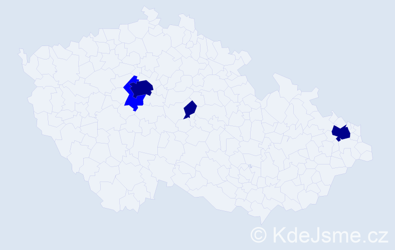 Příjmení: 'Bečaj', počet výskytů 7 v celé ČR