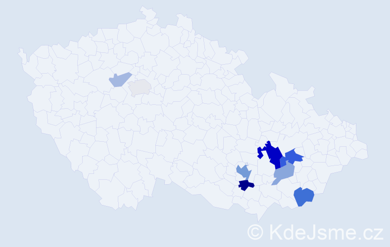 Příjmení: 'Zmidloch', počet výskytů 20 v celé ČR
