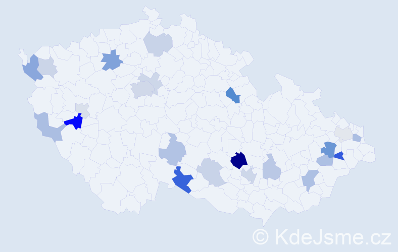 Příjmení: 'Kráą', počet výskytů 46 v celé ČR