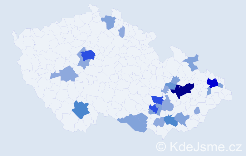 Příjmení: 'Jevický', počet výskytů 67 v celé ČR