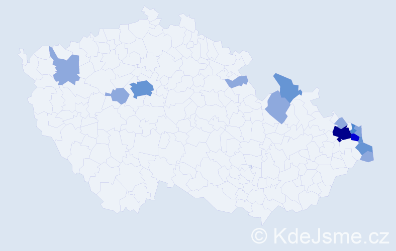 Příjmení: 'Mrowiec', počet výskytů 39 v celé ČR
