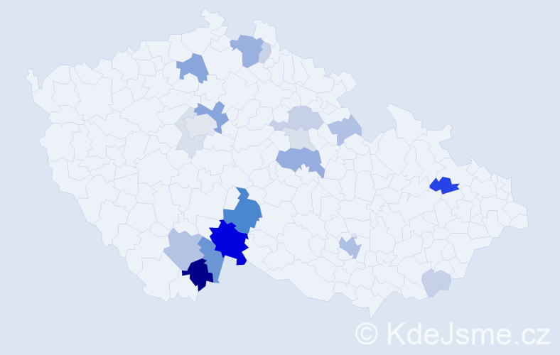 Příjmení: 'Emr', počet výskytů 58 v celé ČR