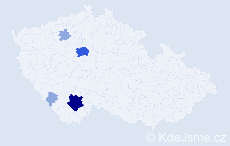 Příjmení: 'Timr', počet výskytů 10 v celé ČR