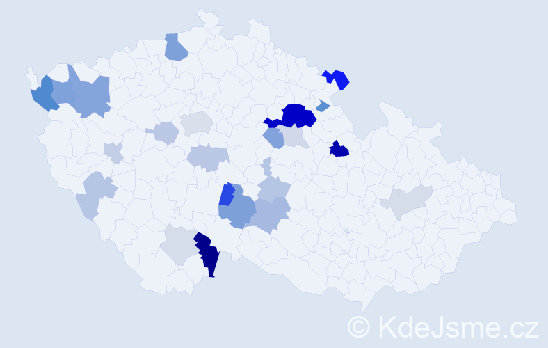 Příjmení: 'Pultr', počet výskytů 60 v celé ČR