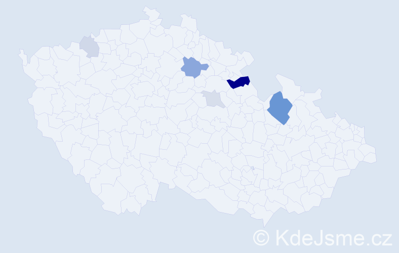 Příjmení: 'Hrabala', počet výskytů 13 v celé ČR