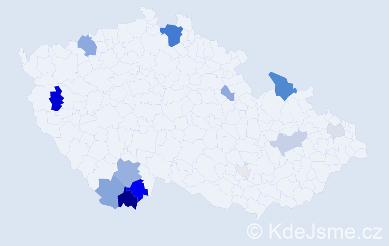 Příjmení: 'Koprna', počet výskytů 40 v celé ČR