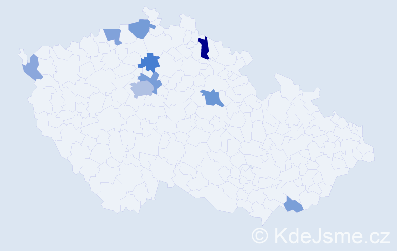 Příjmení: 'Kalfař', počet výskytů 23 v celé ČR