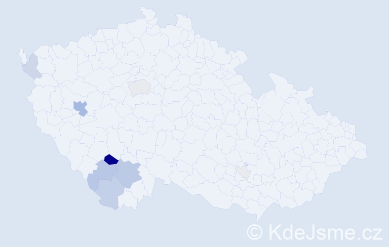 Příjmení: 'Dirnová', počet výskytů 18 v celé ČR