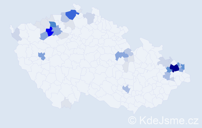 Příjmení: 'Pulková', počet výskytů 187 v celé ČR