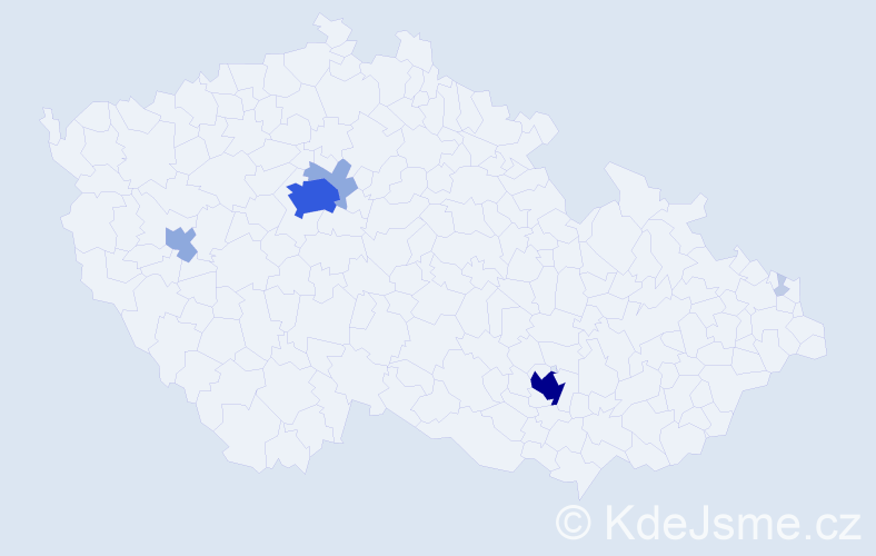 Příjmení: 'Levi', počet výskytů 21 v celé ČR