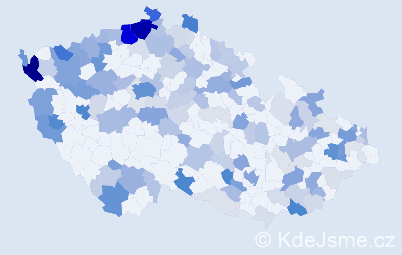 Příjmení: 'Tranová', počet výskytů 408 v celé ČR