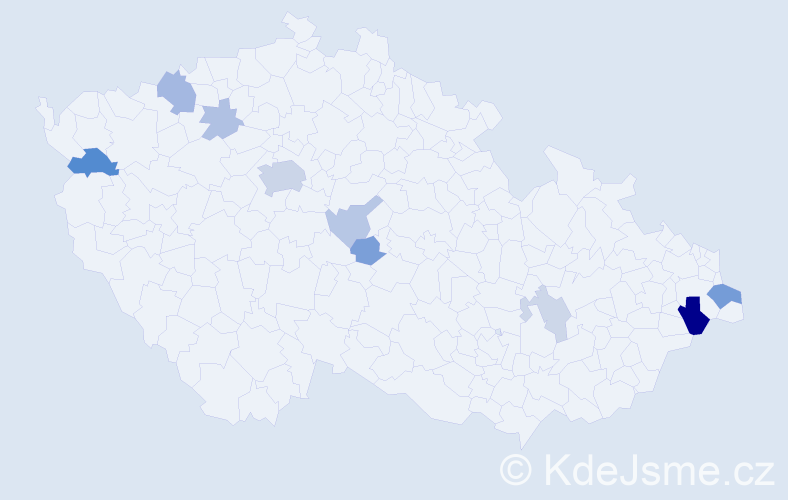 Příjmení: 'Kotyra', počet výskytů 24 v celé ČR