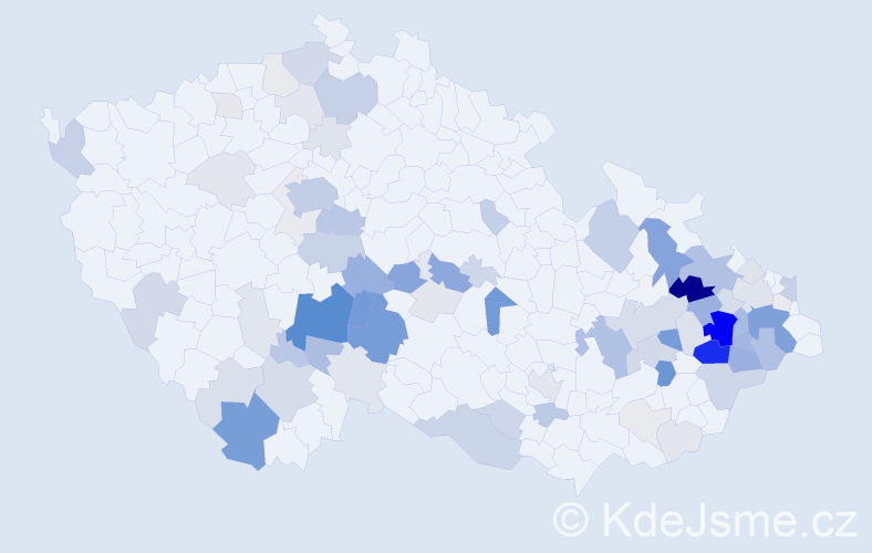 Příjmení: 'Sváčková', počet výskytů 283 v celé ČR
