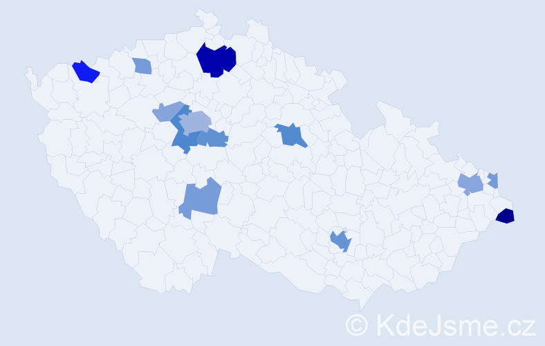 Příjmení: 'Karčová', počet výskytů 25 v celé ČR