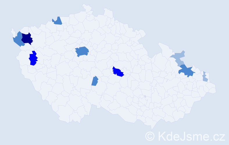 Příjmení: 'Kertis', počet výskytů 23 v celé ČR