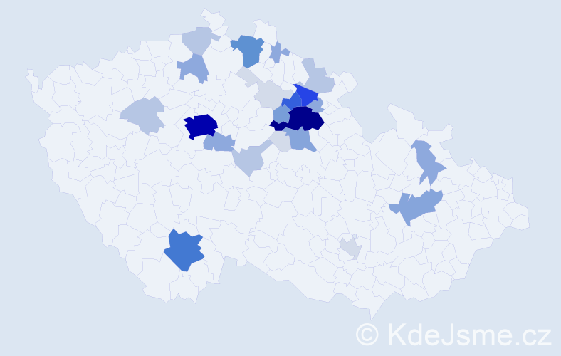 Příjmení: 'Šafka', počet výskytů 110 v celé ČR