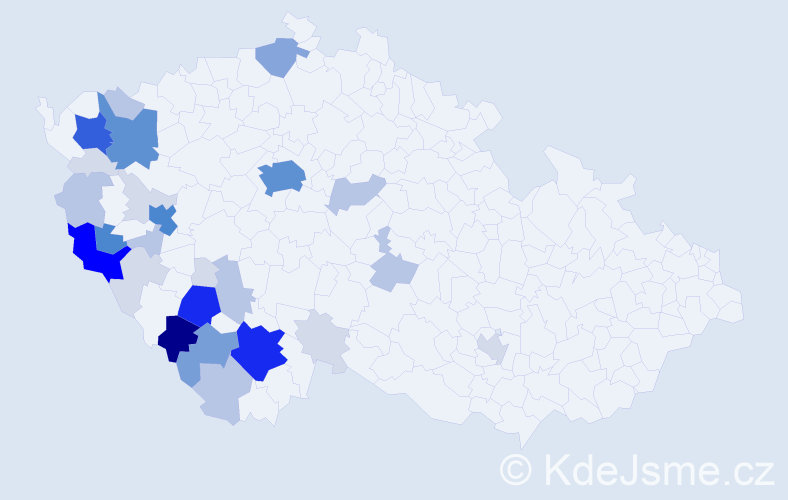 Příjmení: 'Frček', počet výskytů 123 v celé ČR