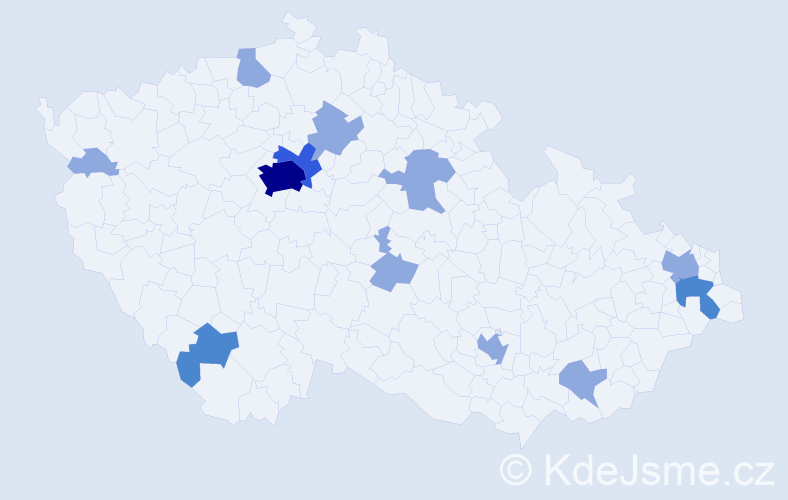 Příjmení: 'Barczi', počet výskytů 21 v celé ČR