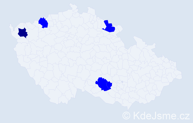 Příjmení: 'Prvák', počet výskytů 6 v celé ČR
