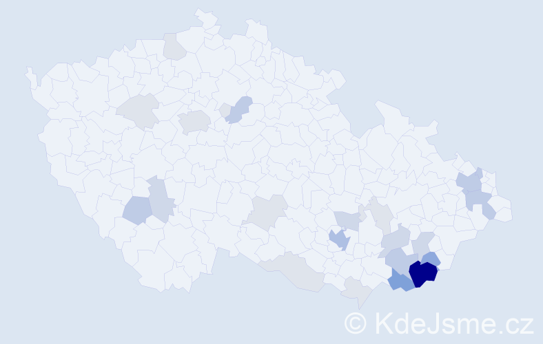 Příjmení: 'Kopunec', počet výskytů 82 v celé ČR