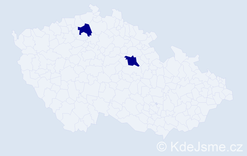 Příjmení: 'Kiznar', počet výskytů 2 v celé ČR