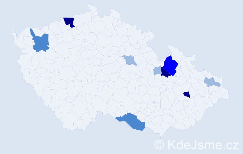 Příjmení: 'Koppa', počet výskytů 23 v celé ČR