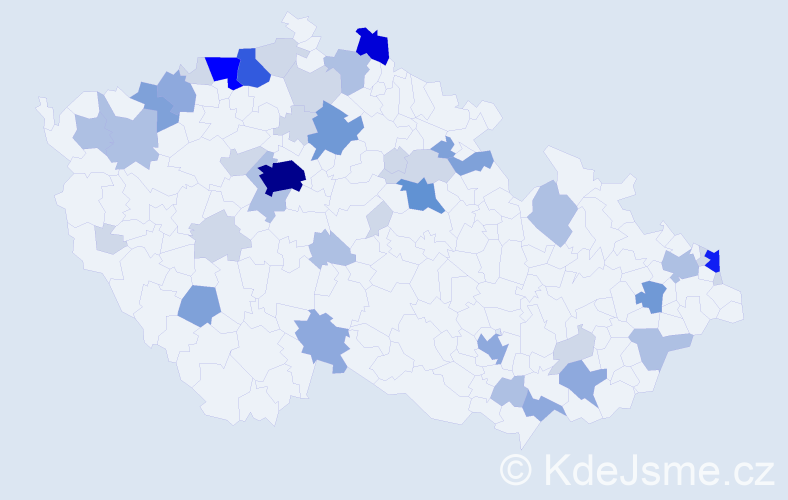 Příjmení: 'Dávid', počet výskytů 138 v celé ČR